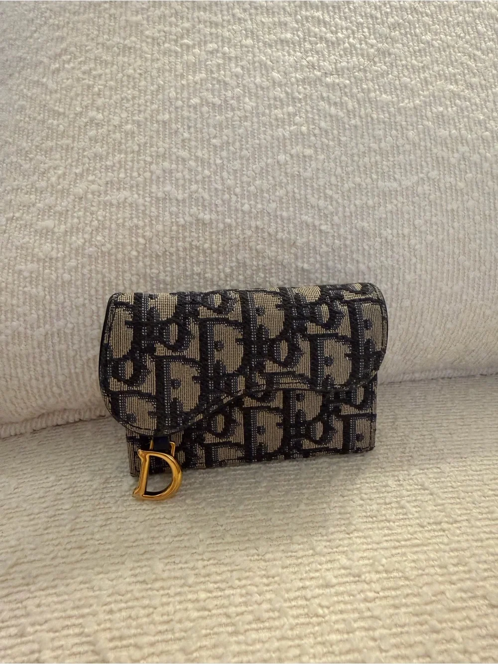 Dior Saddle Bloom Card Holder in Blue Dior Oblique Jacquard